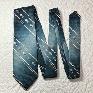 Wembley “Wemlon” vintage polyester tie, diagonal ombre, blue, white & beige